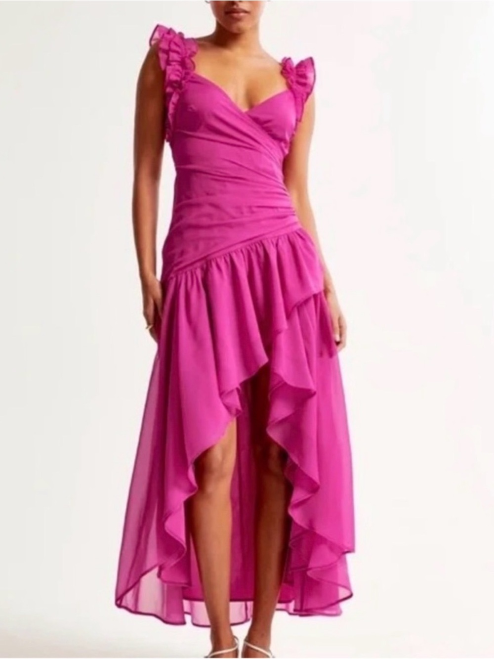 Abercrombie & Fitch Fuchsia Ruffled High-Low Dress